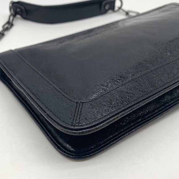 Tory Burch Black Patent Crinkle Bombe Reva Clutch - Picture 9 of 12